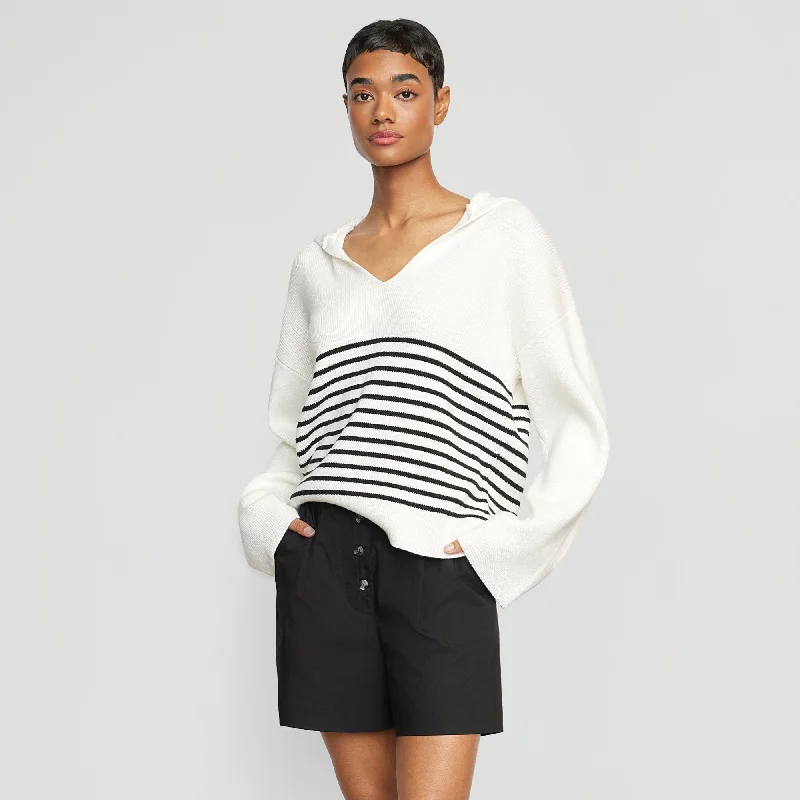 Saanvi Organic Cotton V-Neck Striped Sweater