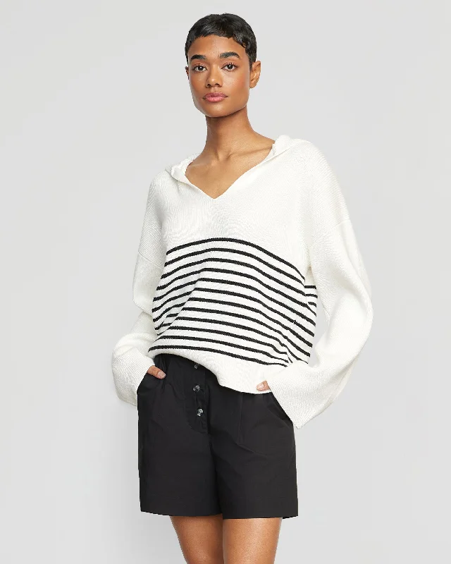 Saanvi Organic Cotton V-Neck Striped Sweater