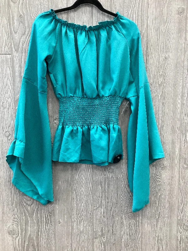 Teal Blouse Long Sleeve Clothes Mentor, Size M