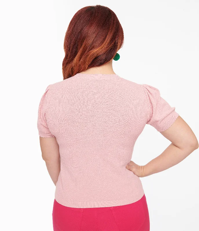 Unique Vintage 1950s Pink Strawberry Cardigan