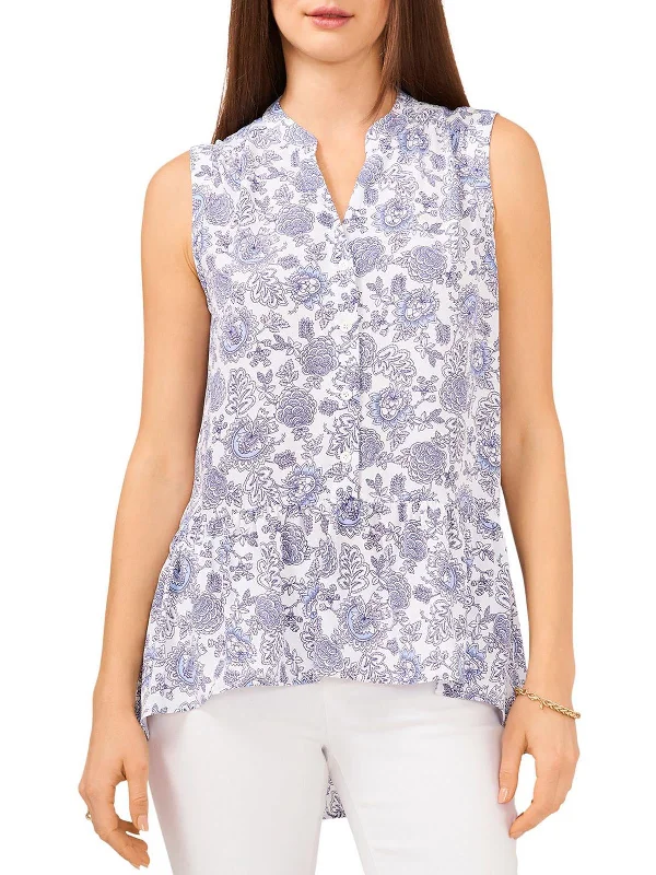 Womens Printed Button Down Blouse