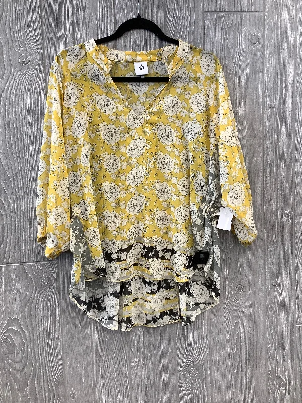 Yellow Blouse 3/4 Sleeve Cabi, Size S