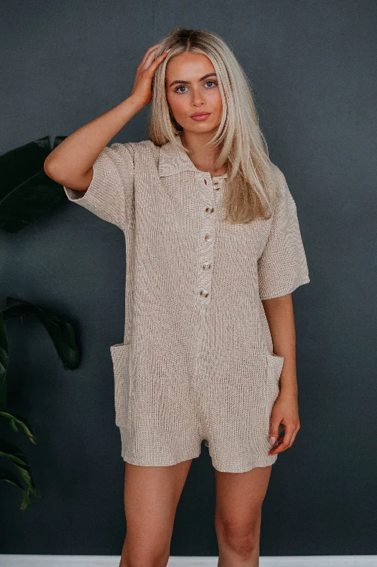 Zane Knit Romper - Taupe