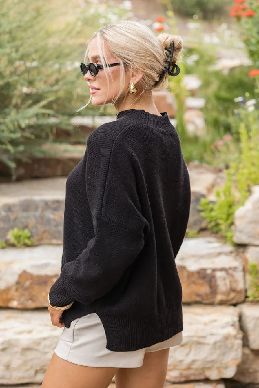 A Great Escape Black Oversized Crew Neck Sweater