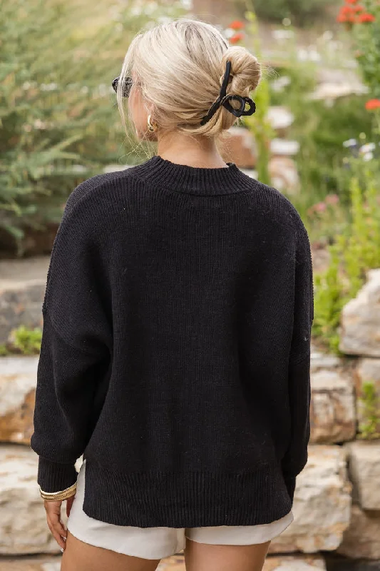 A Great Escape Black Oversized Crew Neck Sweater