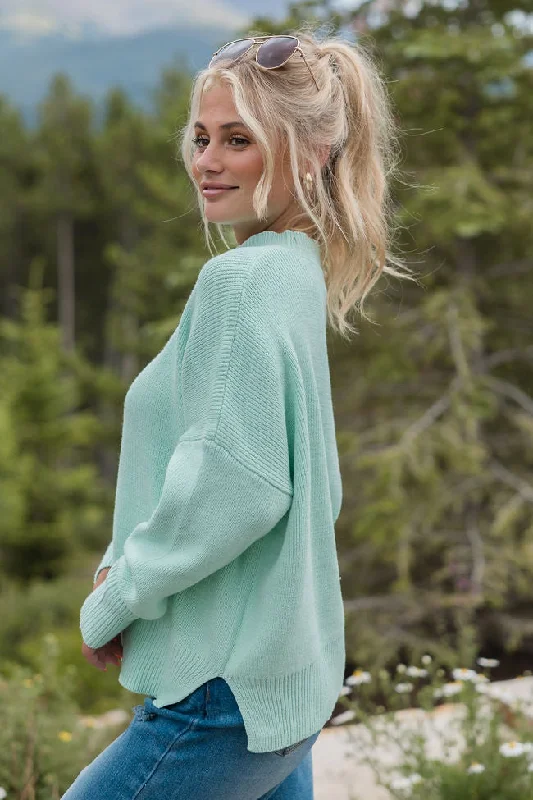 A Great Escape Mint Oversized Crew Neck Sweater