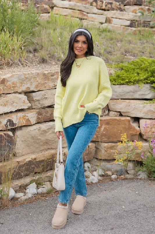 A Great Escape Yellow Oversized Crew Neck Sweater