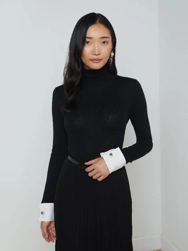 Flora Poplin Cuff Sweater Black/White