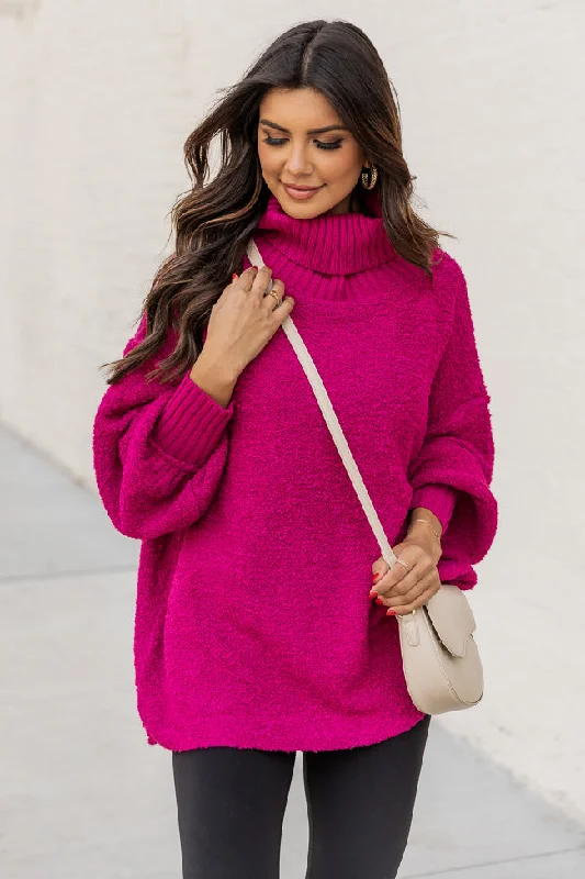 Haven't You Heard Fuchsia Turtleneck Sweater