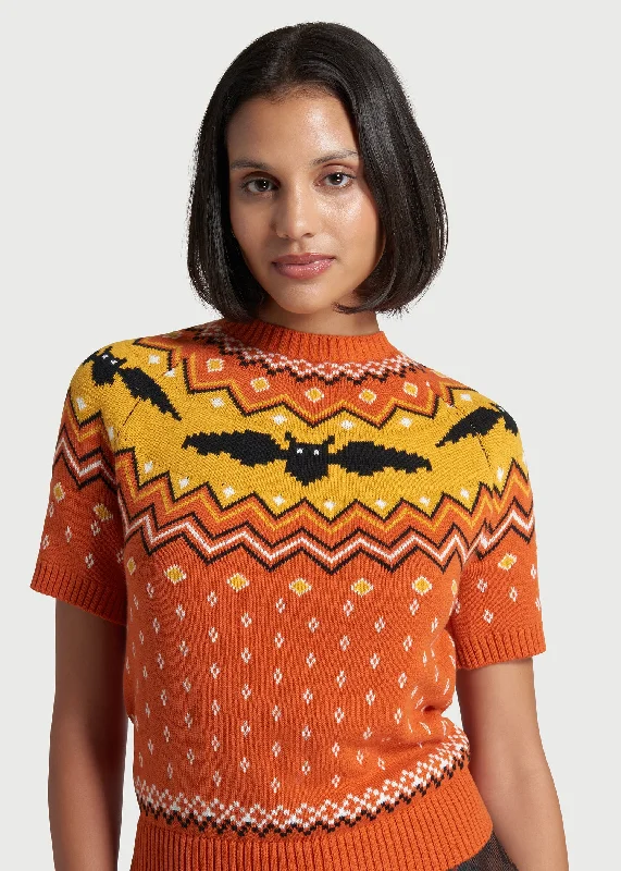 It Be Like 'Bat' Fair Isle Short Sleeve Sweater