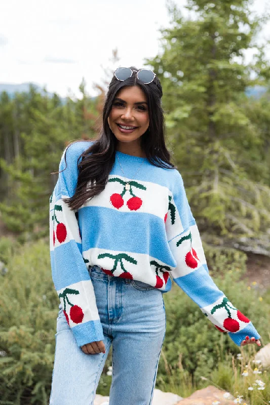 The Cherry On Top Blue Sweater