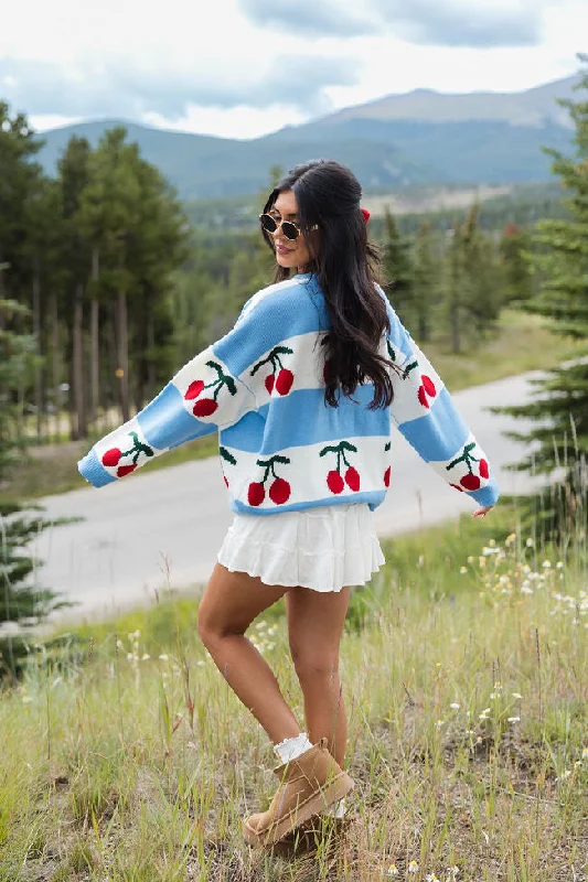 The Cherry On Top Blue Sweater