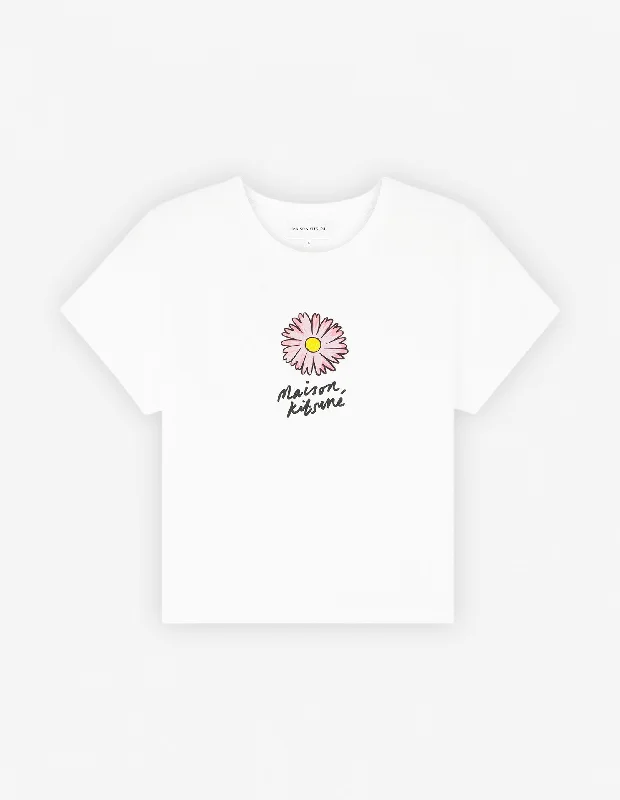 Women's Floating Flower Baby Tee-shirt White