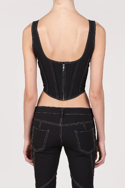 Black Exposed Seam Corset Top