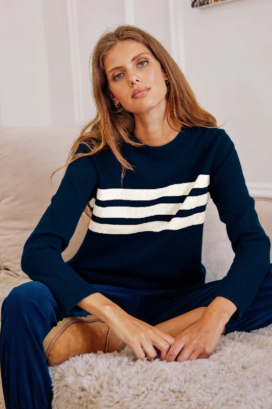 Merino Wool Cali Jumper | Navy/Cream