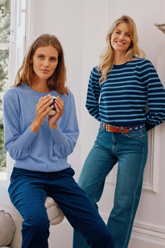 Merino Wool Crew Neck Jumper | Serene Blue