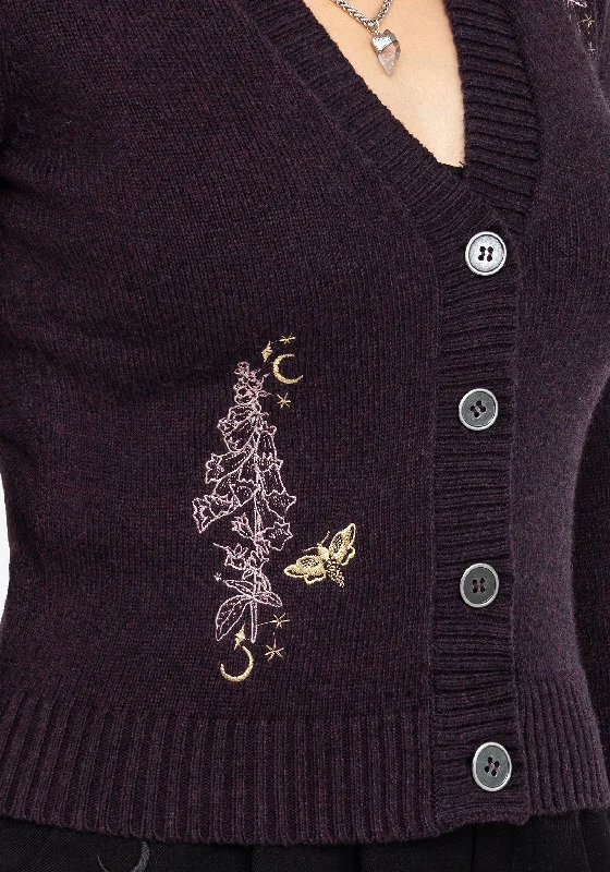 Foxglove Embroidered Knit Cardigan