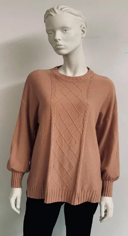 Knitted Jumper In Blush Tan Wool Blend.