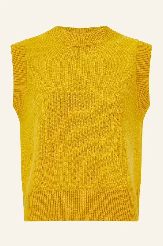 Merino Wool Knitted Short Tank | Yellow