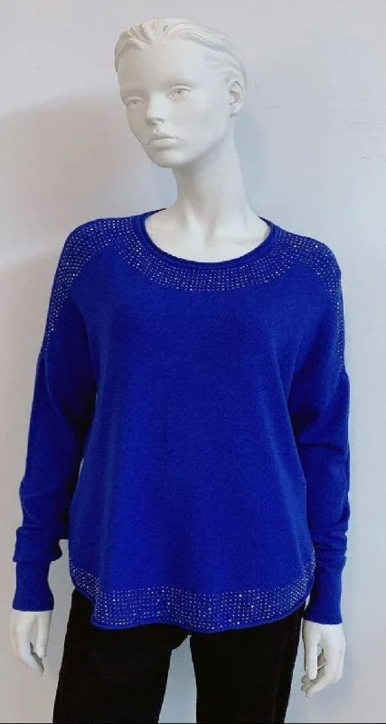 Light Knit In Royal Blue With Sparkle Trim, Cotton Blend