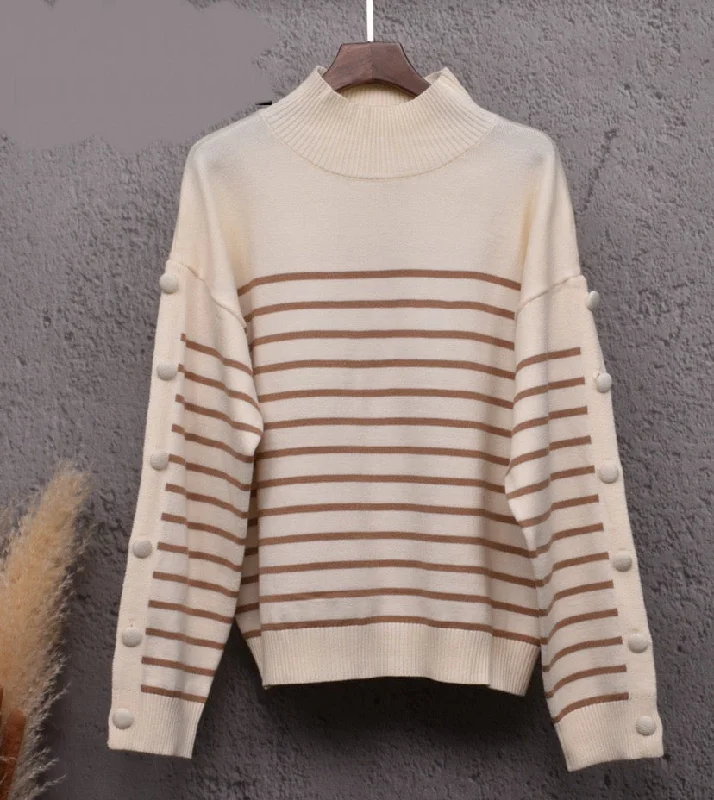 MIL High Neck Stripe Jumper