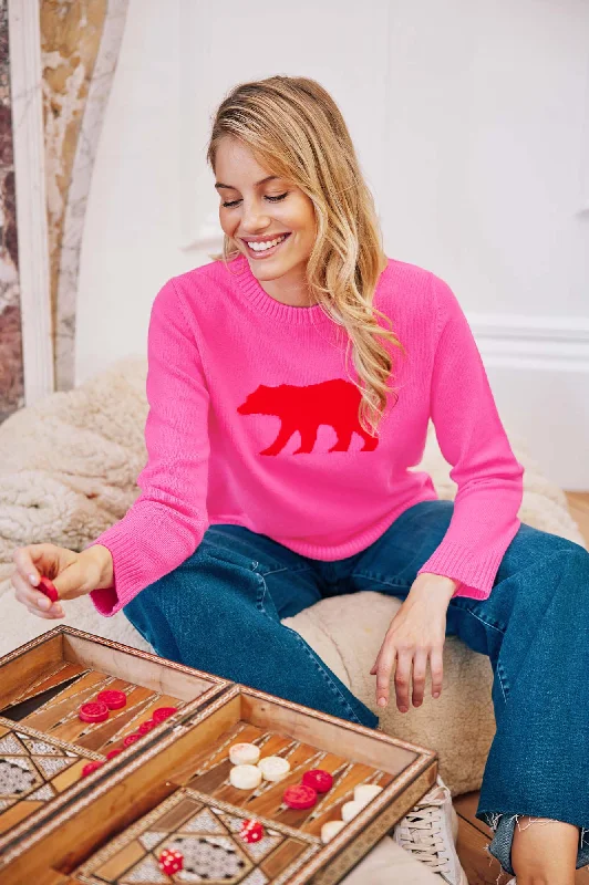 Merino Wool Polar Bear Jumper | Pink/Red