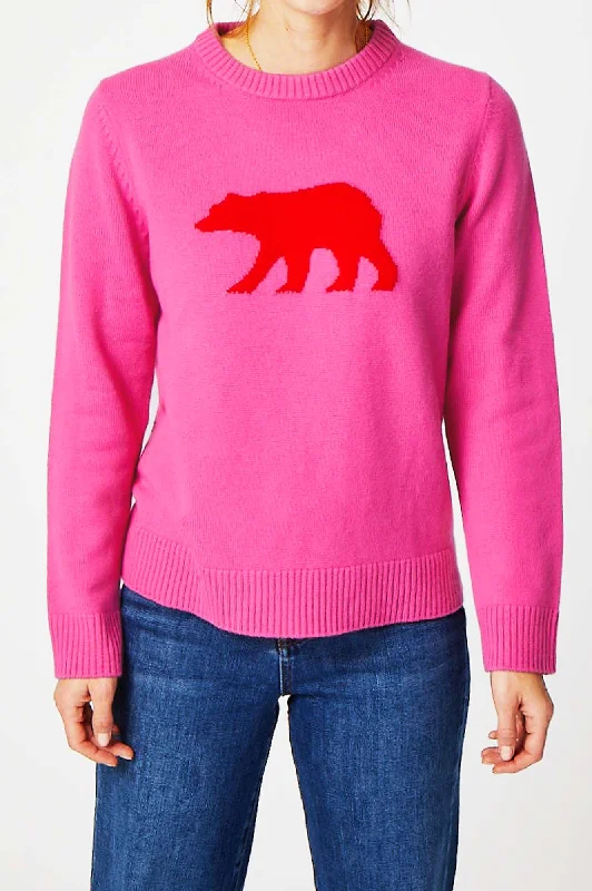 Merino Wool Polar Bear Jumper | Pink/Red