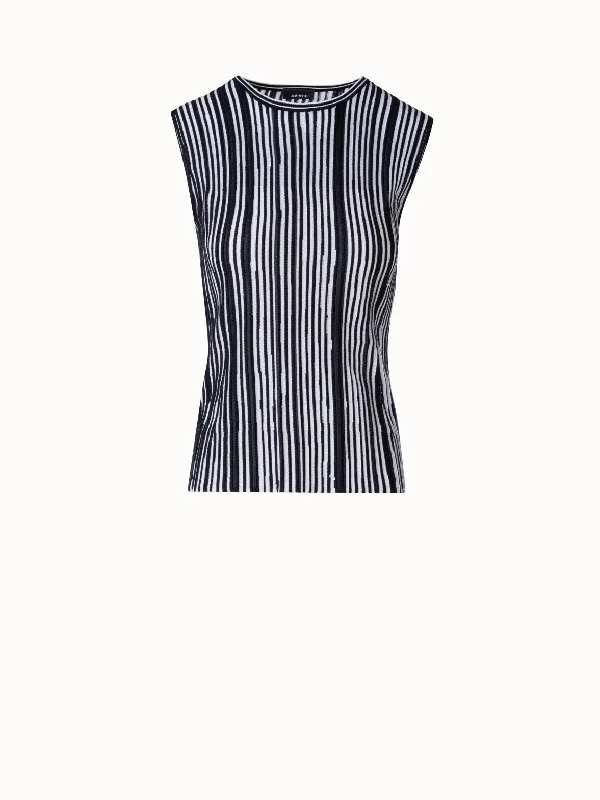 Asagao Striped Top in Silk Wool Blend