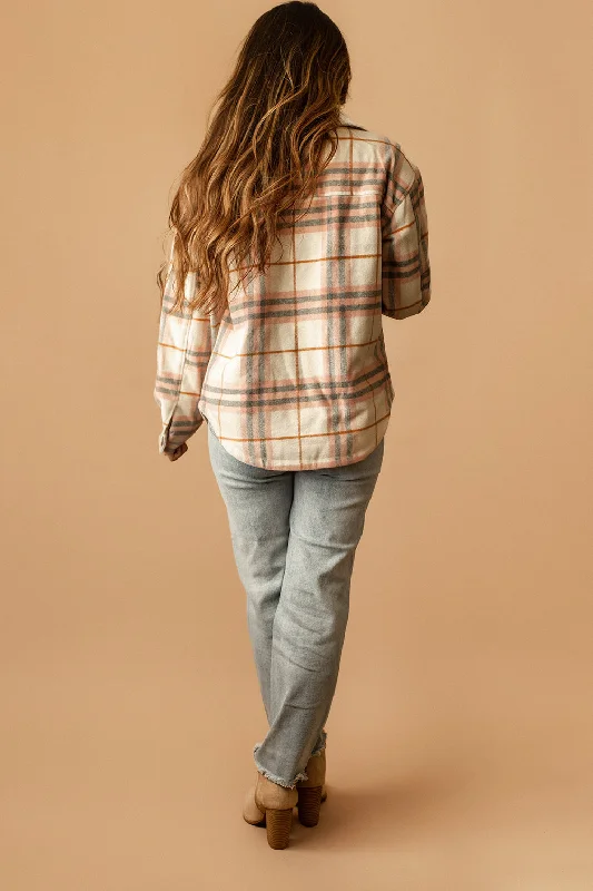 Aspen Sherpa Lined Plaid Shacket (Pink + White)