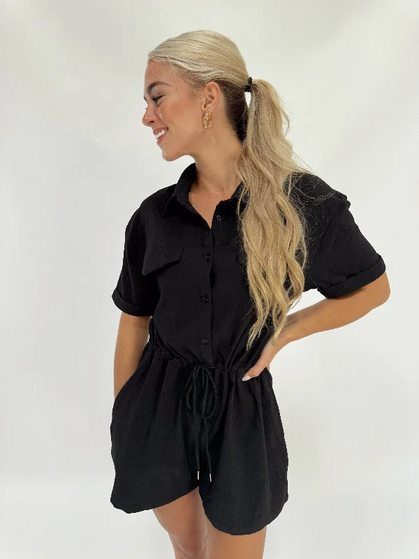 Black Button Down Romper