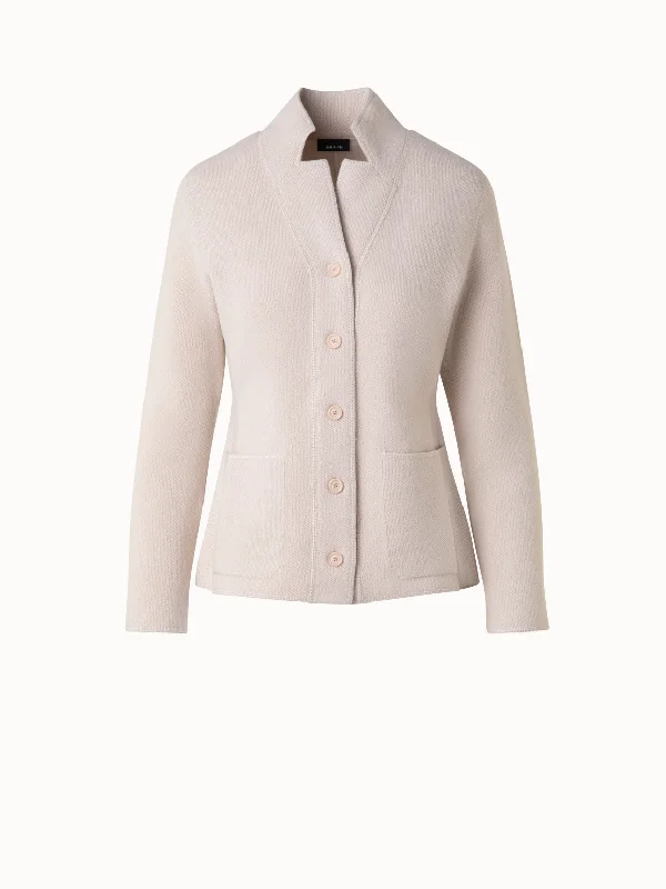 Blazer Style Cashmere Knit Cardigan