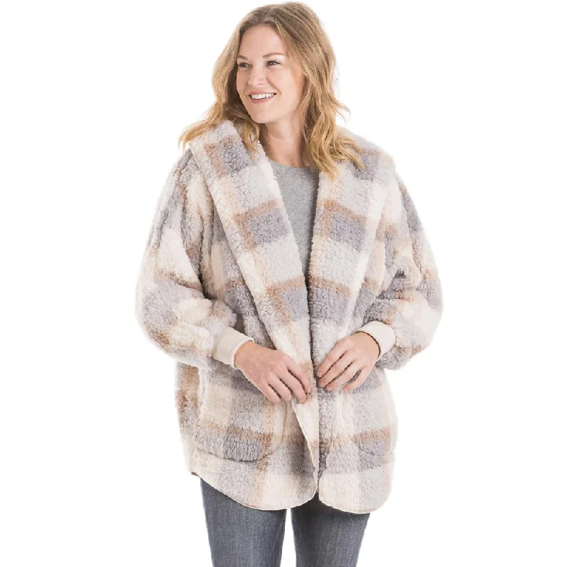 Blue Plaid Lightweight BODY WRAP with Hoodie and Pockets