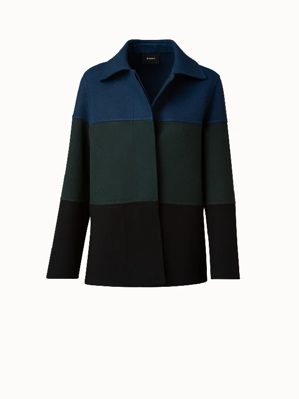 Cashmere Double-Face Colorblock Oversized Jacket