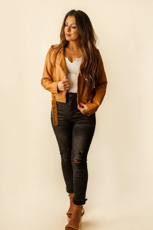 Cold Hearted Faux Leather Jacket (Cognac)