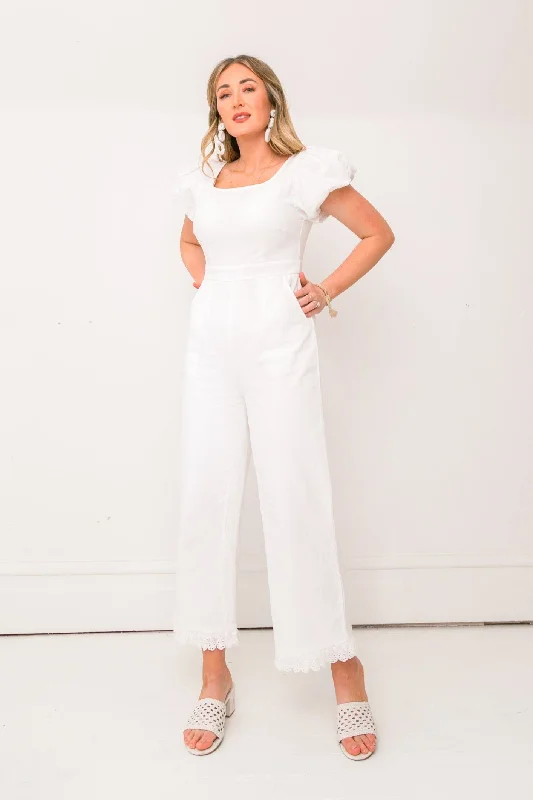 Dahlia Jumpsuit in White - FINAL SALE