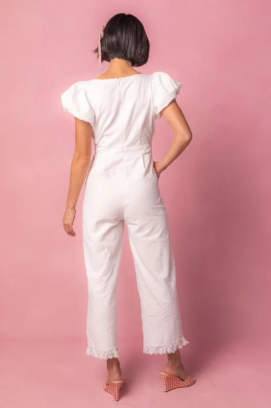 Dahlia Jumpsuit in White - FINAL SALE