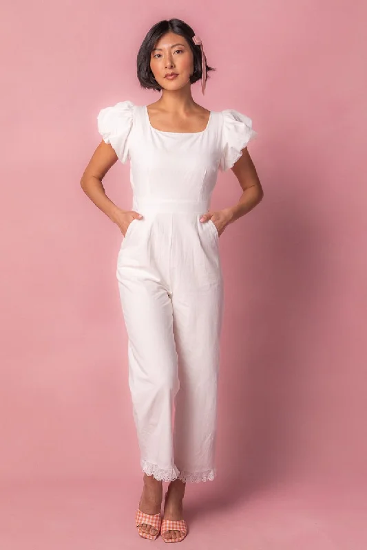 Dahlia Jumpsuit in White - FINAL SALE