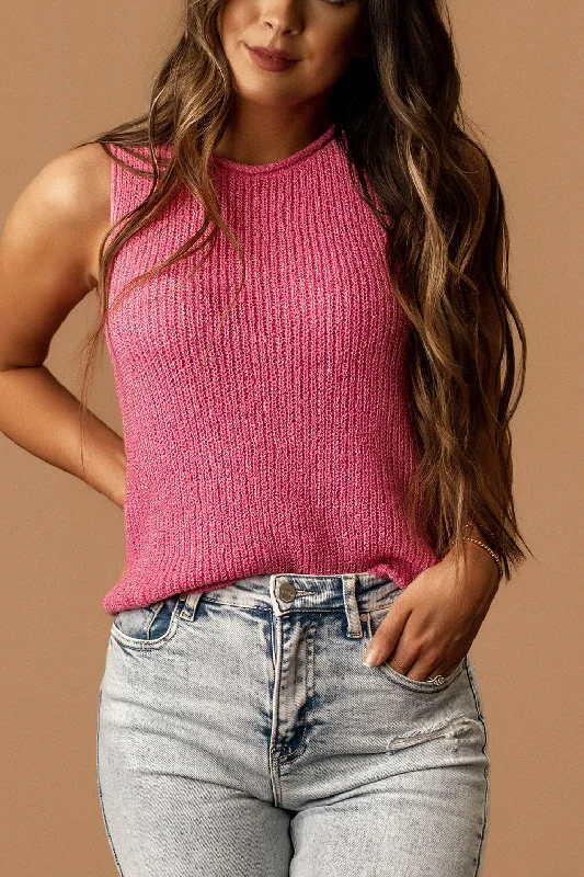 Don't Let Me Go Sweater Tank (Pink)