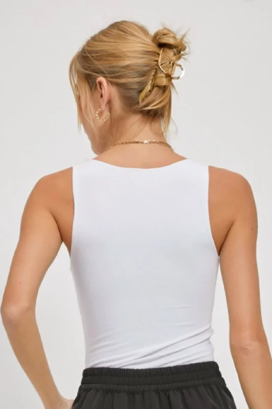 Dream Boat-Neck Double Layered Tank (White)