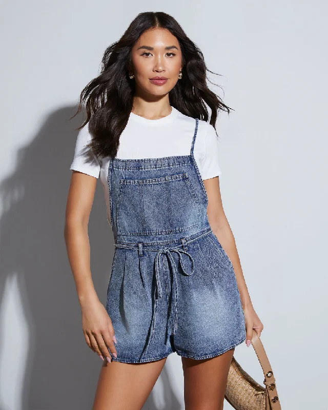 Effie Open Back Denim Romper