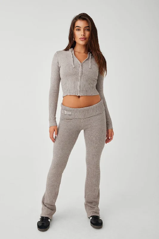 Fleur Cloud Knit Low Rise Pant - Heather Grey