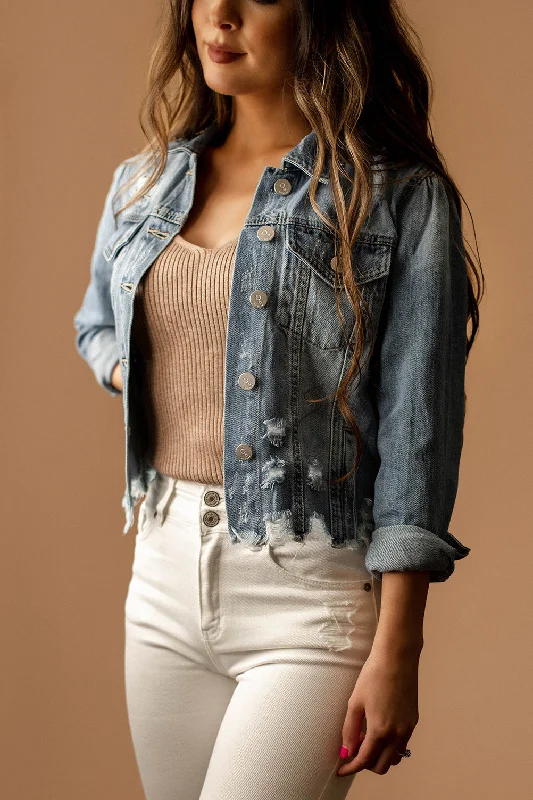 Hard To Leave Distressed Denim Jacket