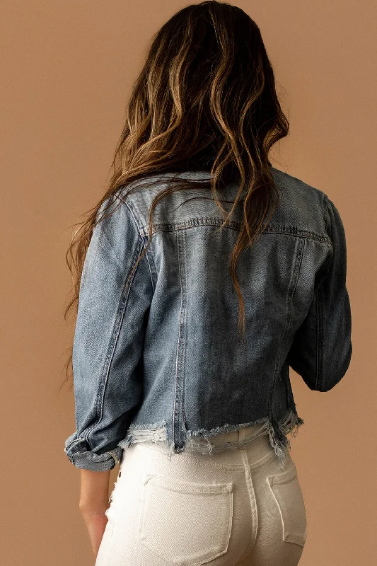 Hard To Leave Distressed Denim Jacket