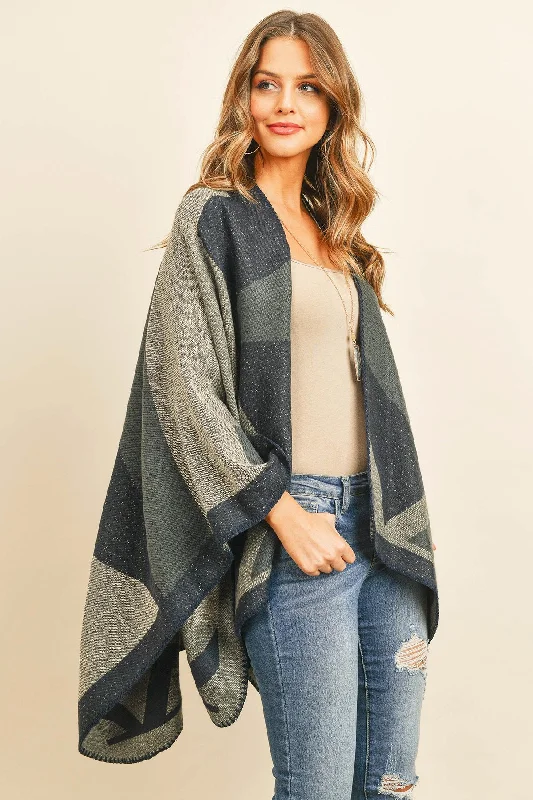 Hdf3141 - Chevron Open Front Kimono