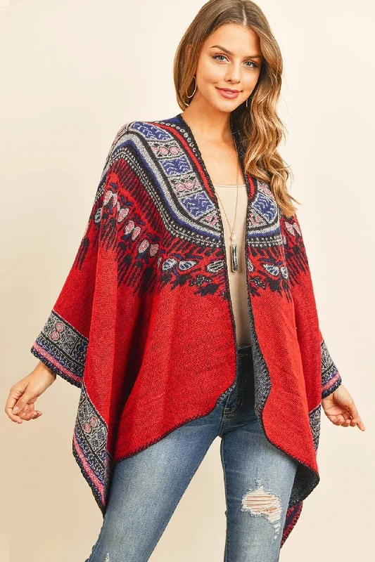 Hdf3143 - Native Pattern Open Front Kimono