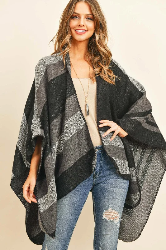 Hdf3152 - Block Pattern Open Front Kimono