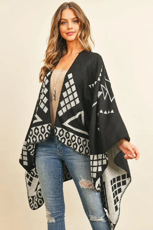 Hdf3153 - Triangle Pattern Open Front Kimono