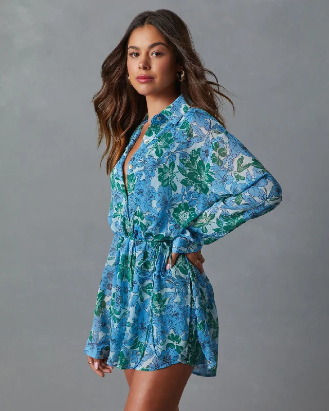 Irene Floral Button Down Tie Waist Romper