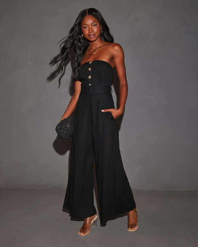 Kylan Linen Blend Belted Strapless Jumpsuit