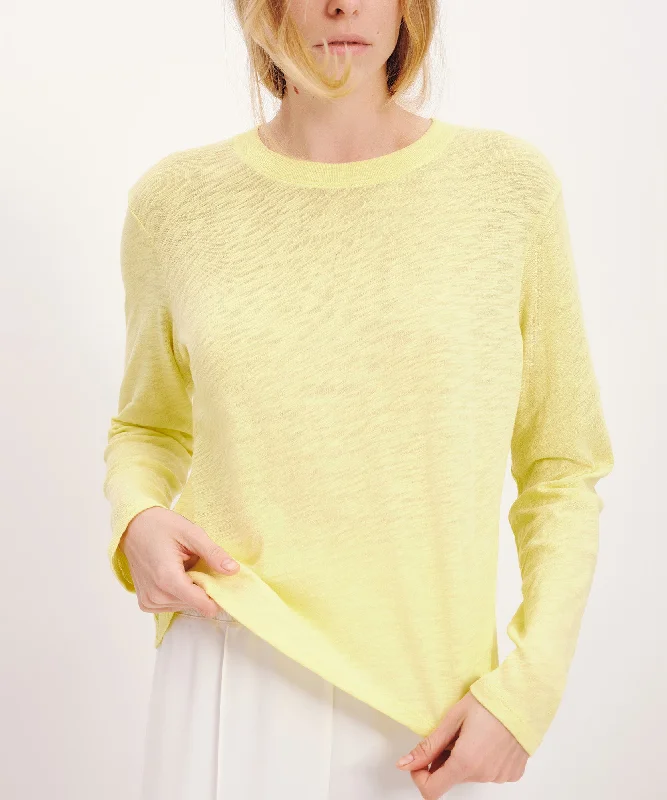 Slub Jersey Long Sleeve Crop Tee - Lemon Chiffon